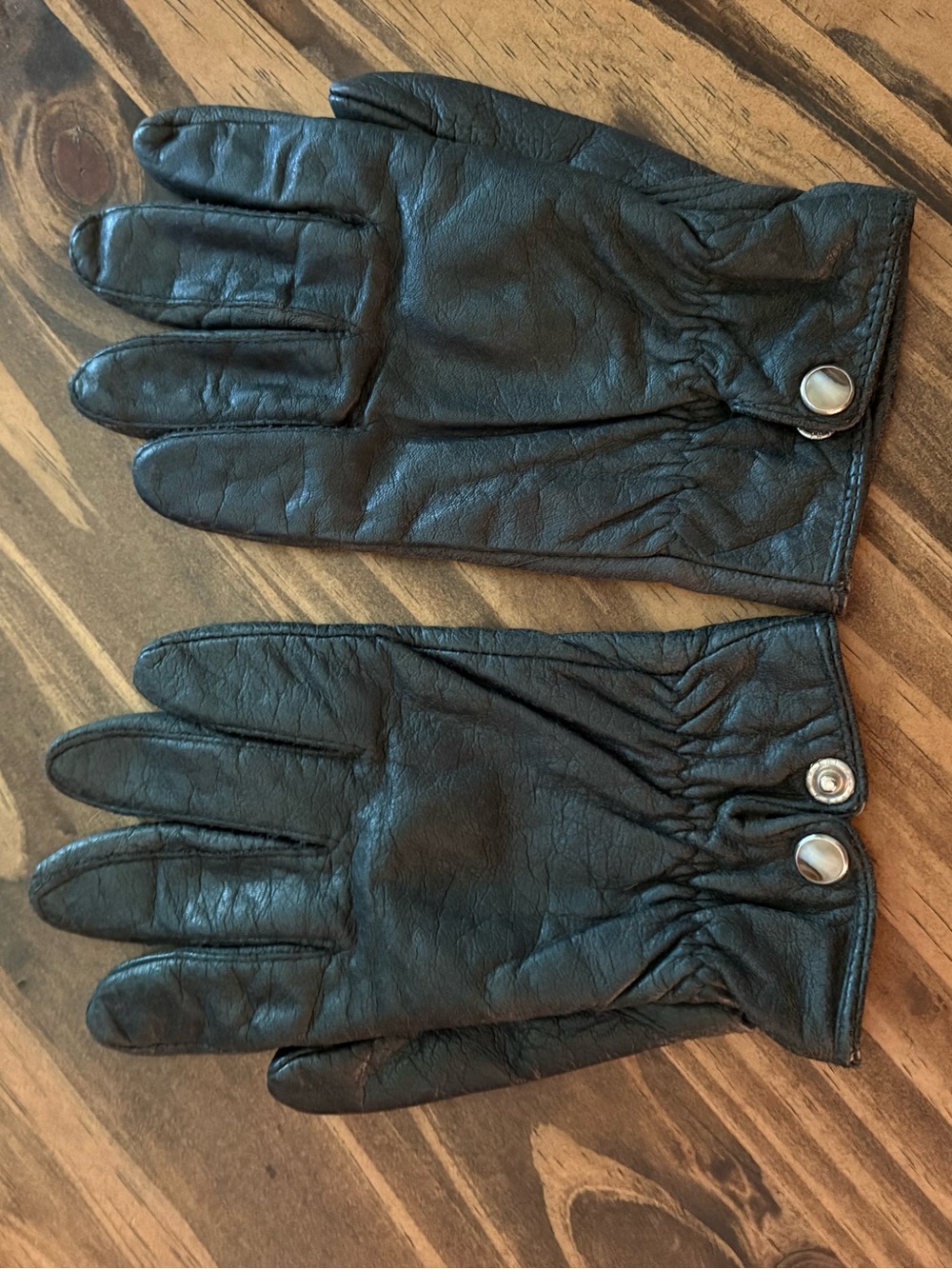 Vintage Womens Black Leather & Thinsulate Snap Side Driving Gloves xlarge